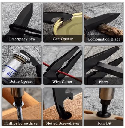 Folding Pocket Multi-tools with Saw, Knife,Plier, Screwdriver, Bottle Opener - Extra Strong High Safety Lock Design - Perfect Tool for Outdoor, Survival,Camping,Emergency tools