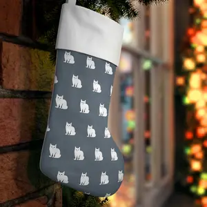 Custom Christmas Stocking with White Folded Edge and Hanging Loop, 7'' x 13''