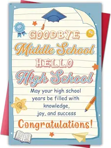 8th Grade Graduation Card Gift for Teens, Congrats Greeting for Students Moving to High School, Proud of You Card Gift from Parents Family Teachers | Gift Card with Envelope