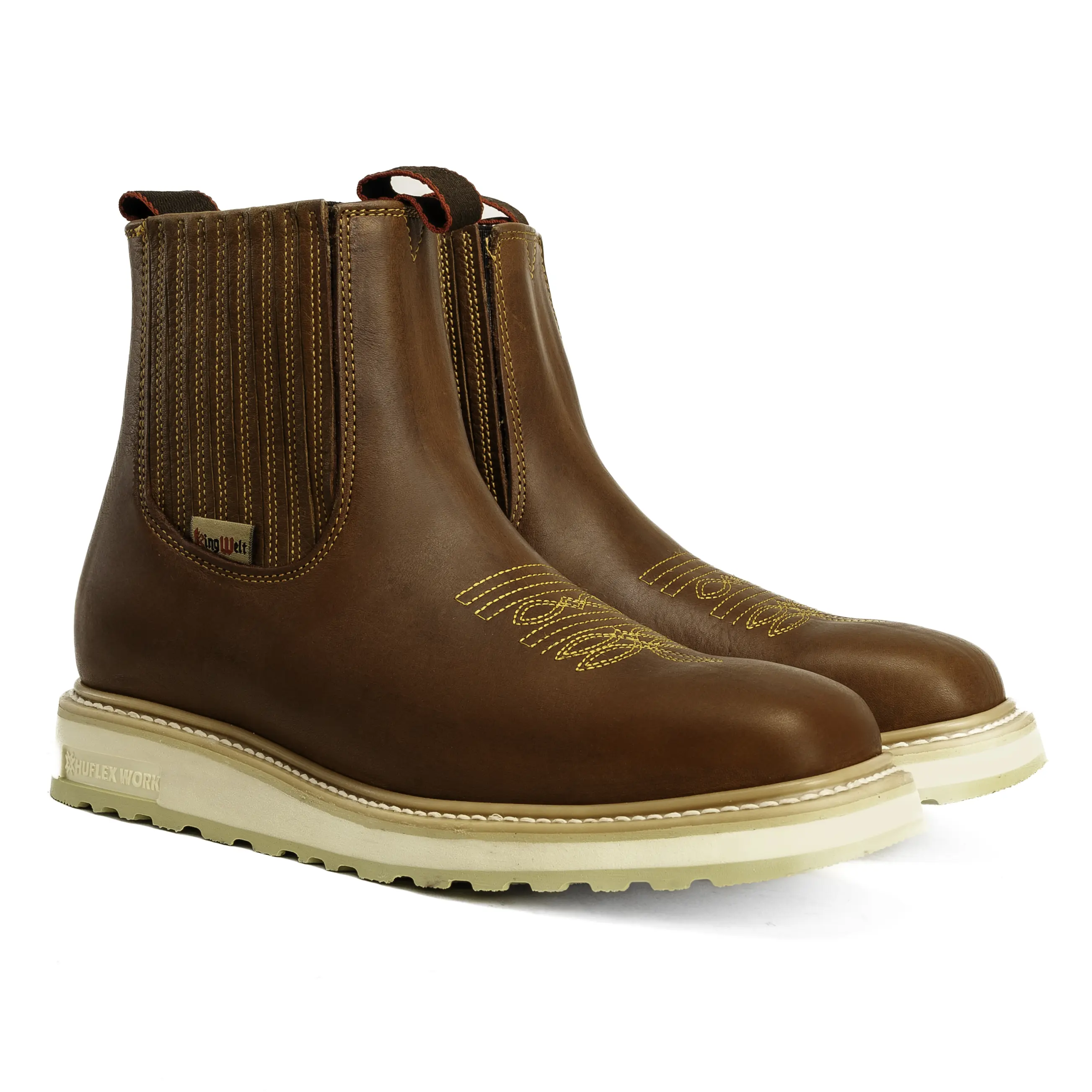King Welt 6" Chelsea Square Leather Work Boots for Men King Welt 6" Chelsea Square Leather Work Boots for Men