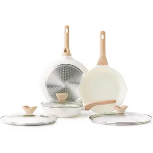 Ceramic Nonstick Frying Pan Skillet Set with Lid, 3 count Ceramic Pans for Cooking Non ,  Induction Cookware, Stay-Cool Handle, PFOA &  Free (8 Inch, 9.5 Inch, 11 Inch)