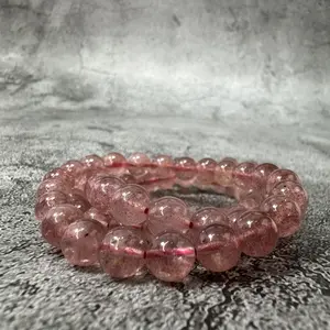 1 Strawberry Quartz Bracelet - 8mm Beads - Natrual Crystals