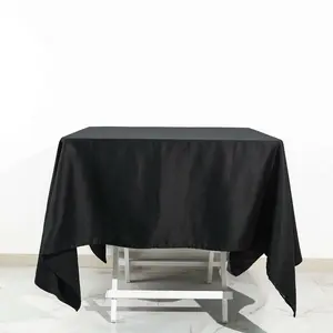 100% Cotton Square Tablecloth 70"x70" Black Linen - Soft & Breathable Table Cover