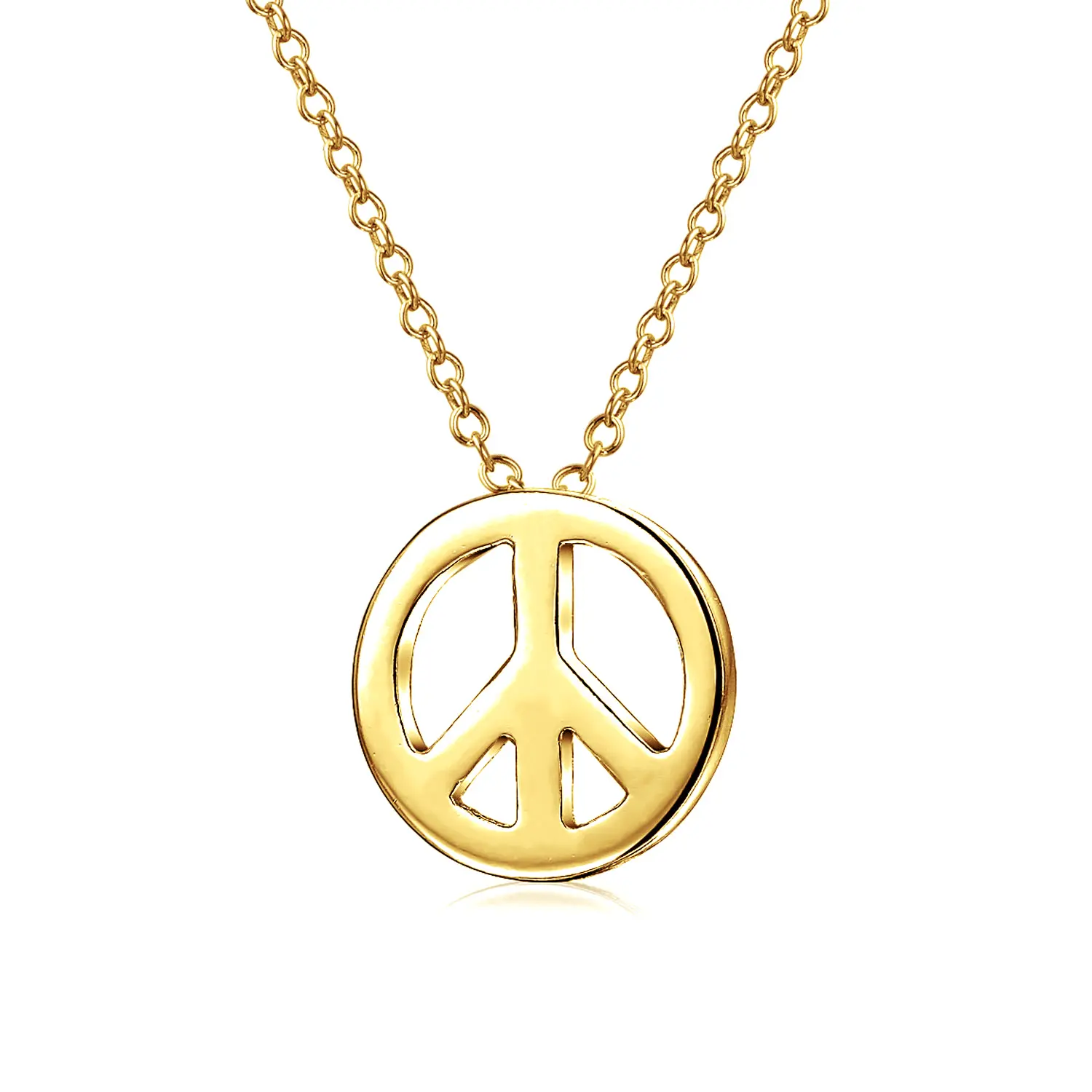 Tiny World Peace Sign Pendant Necklace Gold Plated .925 Sterling Silver