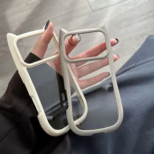 Cat Ear Glitter Phone Case for iPhone 17 Pro Max 16E 15 12 11 Anti Fall Shockproof Women Girls High Quality Trendy