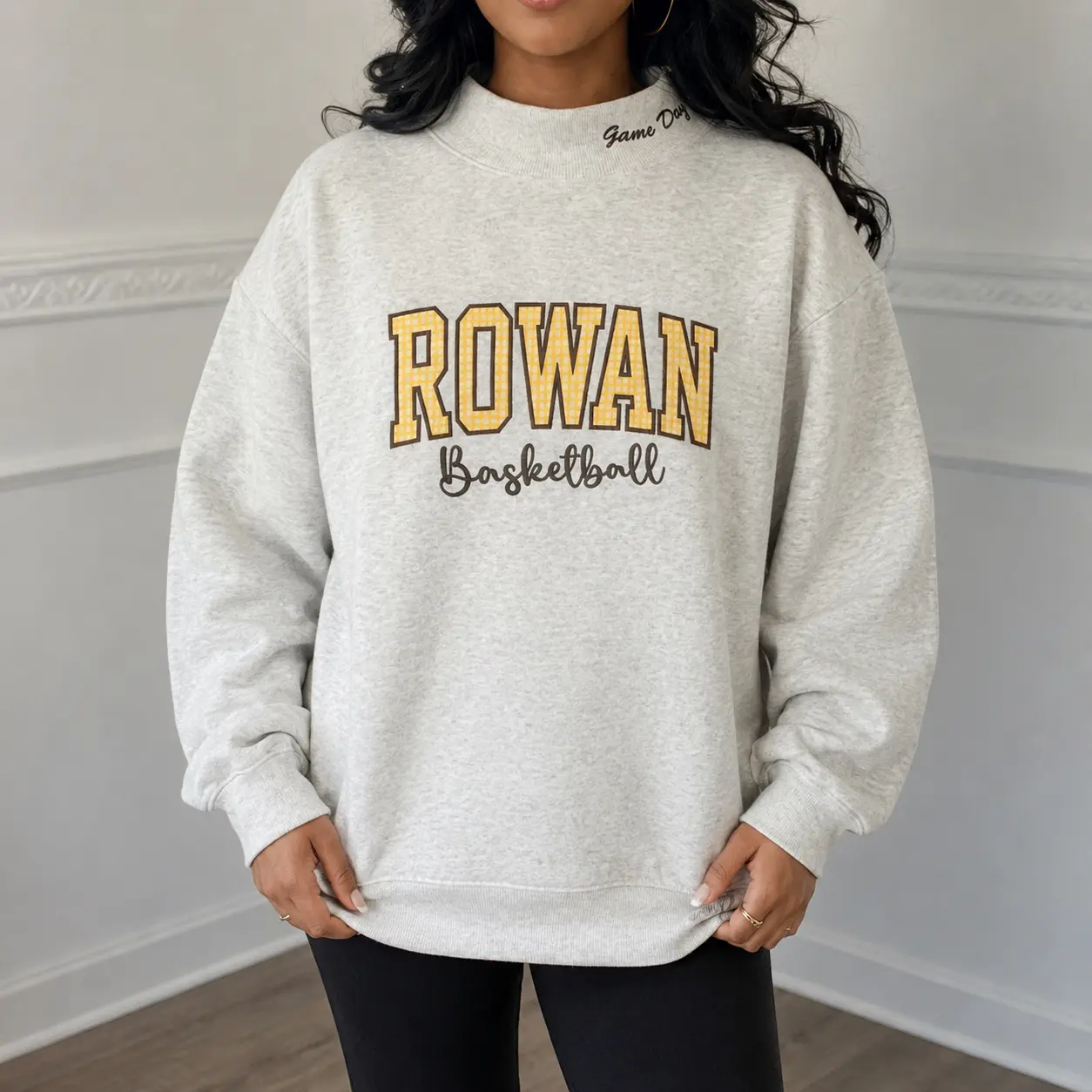 Personalized Embroidered Appliqué Game Day Mockneck , Custom College Team Mascot Sweatshirt