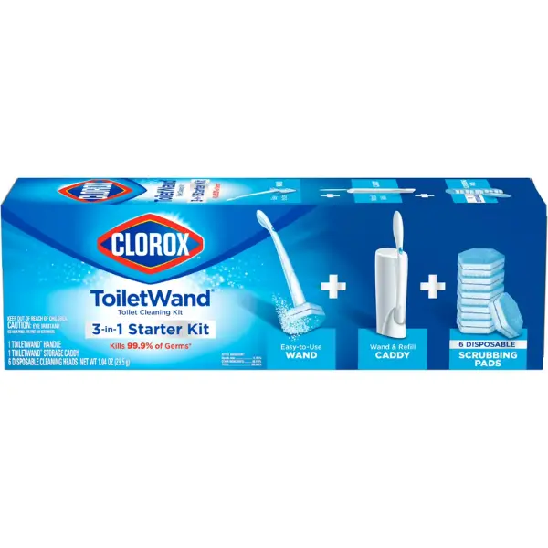 Clorox ToiletWand 3-in-1 Starter Kit with Easy-to-Use Wand, Caddy, and Disposable Scrubbing Pads for Effective Cleaning