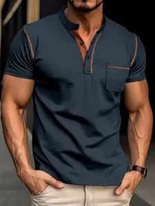 Men's Summer New Short Sleeve Classic Polo Shirt, Pure Color Round Neck Fashion Comfortable, Stylish Casual Wear for Men