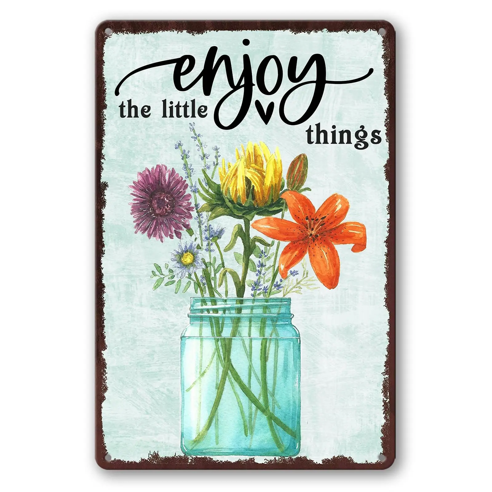 2D Garden Metal Signs For Outside Garden Wall Art Outdoor Patio Sign Vintage Flower Tin Sign Enjoy The Little Things Funny Garden Signs Decorative Outdoor Farmer Market Decor 8x12 Inch