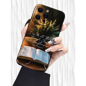 Bible  Verse Printed 2D Pattern Popular Creative High  End Beautiful And Fashionable Commuting Personality Style Suitable For Elders, Friends, Family, Lovers, Your Own Birthday Gifts, Holiday Gifts, Black Feel Full Protection Dustproof And for Samsung S25