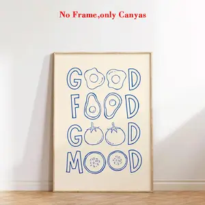 Fashion Kitchen Breakfast Art Print, Simple Cooking Canvas Painting, Wall Art Poster, Artwork, Decoration, Restaurant Aesthetic Design, Gift for Friends, Unframed