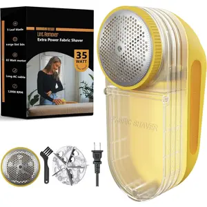Extra Power Fabric  - 35W Electric Lint Remover for Clothes/Upholstery/Furniture/Couch - Speed of 12000 RPM - Heavy Duty Sweater Shavers to Remove Pilling - Large Fuzz Remover Yellow