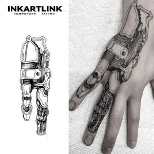 INKARTLINK Tattoo Tech, 2 Sheets Semi-Permanent Temporary Tattoos ,Robotic Finger,Adult Art Design,Lasts 1-2 Weeks, Waterproof, Realistic Look, No Adhesive, No Reflection,For Man And Woman,Ideal for Swimming, Party