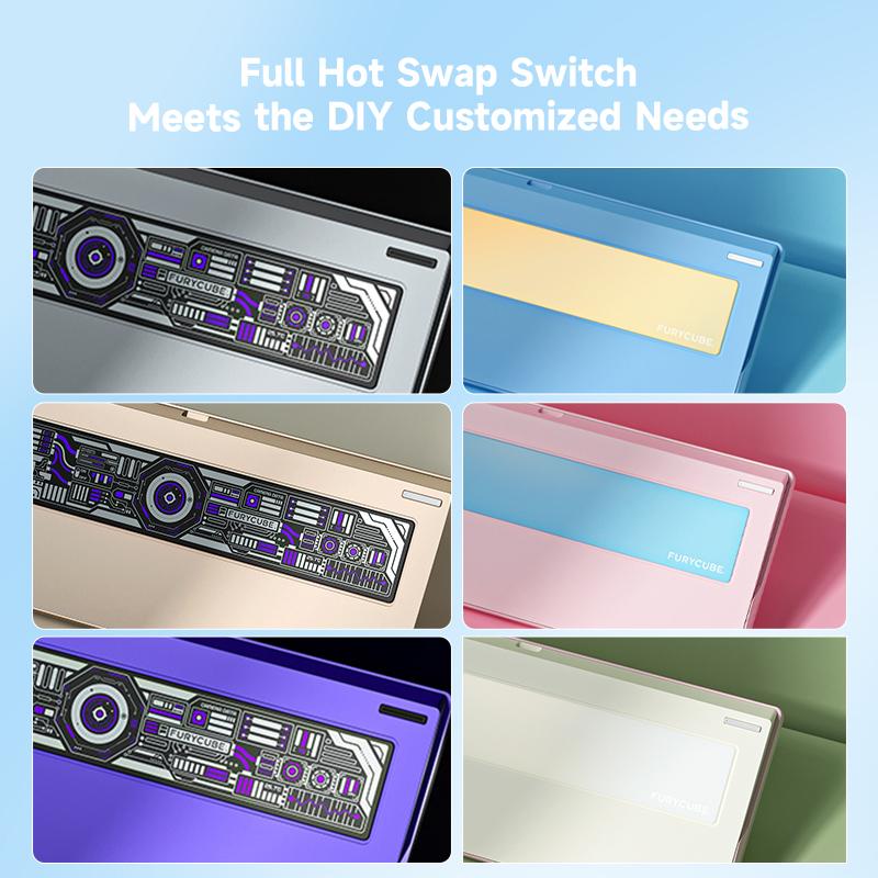 FURYCUBE F75Ultra 75% CNC Aluminum Mechanical KeyboardSouth Facing RGB Backlight 2.4G BT USB Wired with HMXGrape Huano Latte 5- Pin Hot-Swappable Switches &BlackWhite PTB Keycaps Gaming Keyboard for PC