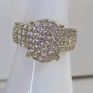 Anillo gold plated 14k con microcirconias princesa