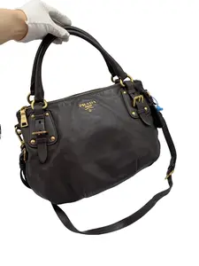 Pre-owned PRADA Grey Soft Leather Multi Buckle Handbag & Crossbody Bag/FYWJ05111713/1713