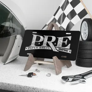 [Printed] PRE Paper Route Empire License Plate Collection Black & White Aluminum Car Tag Set 12x6 Hip Hop Merch Gift
