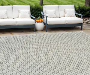 HomeRoots Decorative Durable Modern Geometric 8x10 ft. Distressed Rectangle Area Rug, Cream & Beige, Indoor & Outdoor Use, Decorative Area Rug, Durable Area Rugs
