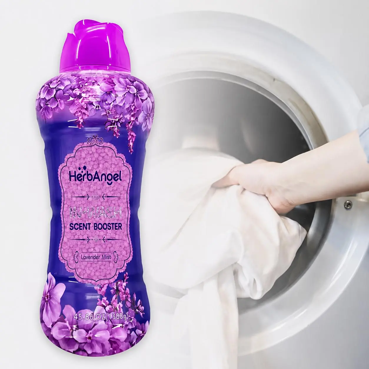 HerbAngel Scent Booster Lavender Mist 450ml - Enhances Laundry Fragrance with Fresh Floral Scent for Clean Clothes