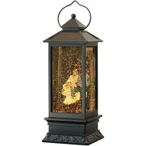 Lighted Christmas Snow Globes Musical Lantern with Timer, 12 Inches USB Powered & Battery Operated Spinning Water and Swirling Glitter (Jesus)