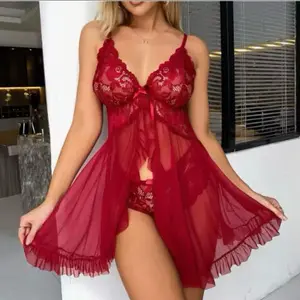 Avidlove Lingerie for Women Hot Lace Mesh Chemise Nighwear with Garter Belt