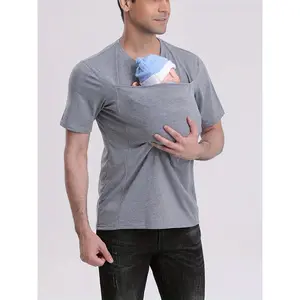 New Fashion Casual Kangaroo Dad Multifunctional Men's T-Shirt Polyester Shortsleeve Menswear