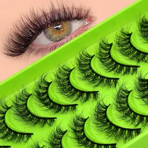GROINNEYA Lashes 10 Pairs 3D Faux Mink Lashes Fluffy Soft Wispy Volume Natural long Lightweight Synthetic False Eyelashes Reusable Eyelashs Cosmetic Makeup