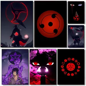 PIKPAKA Mangekyou Sharingan Painting Calligraphy Make Any Room Pop HD Wall Canvas Art | Waterproof Peel & Stick Aesthetic Decor | Thick Canvas Texture with Durable Fade-Resistant Finish | Modern Chic Home Upgrade & Gift Idea