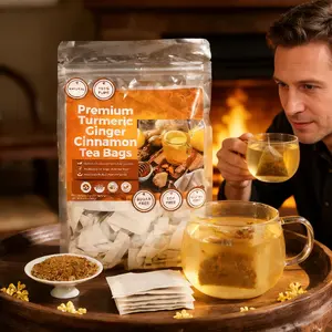 Sugar-free turmeric and cinnamon tea  - Natural herbal formula, individually packaged tea bags for easy brewing,  A soothing and warming herbal tea, eco-friendly tea bag Organic Matcha Powder Wellness Tea Traditional Beverage loaded tea