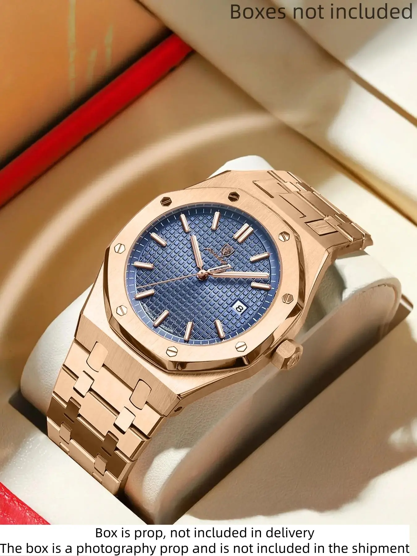 Poedagar Luxury Waterproof Night Light Date Men's Watch, Stainless Steel Quartz Watch, Luminous Analog Watch, Casual Style, All Seasons, Butterfly Buckle, Luminous Waterproof Watch, Casual Fashion Watch, Analog Quartz Watches