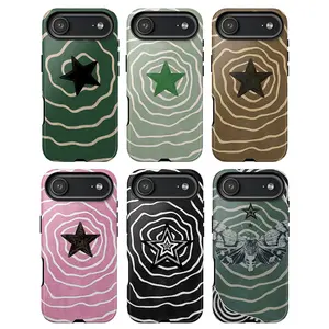 Aesthetic Star Wave iPhone Case – Whimsical Retro Abstract Phone Case, Unique Cosmic Vibe Art Design, Vintage Christmas Gift for Her, Cute Holiday Aesthetic Cover Fits iPhone 11 12 13 14 15 16 17 Pro Max SE & Samsung S21 S22 S23 S24 S25