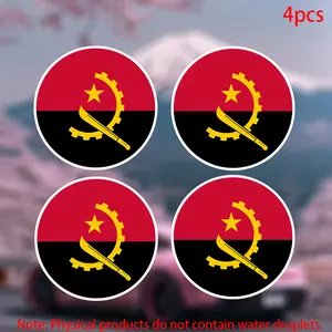 4pcs-Angola Flag Round Sticker-Car stickers for doors, windows, laptops, luggage, furniture and bumpers-durable adhesive vinyl material