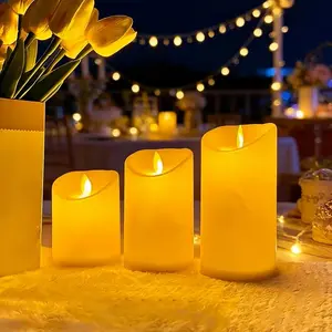 Flameless Candles Set of 3, LED Pillar Candles 4 5 6 Inch, Flickering Realistic Flame, Decorative Candles for Home Decor, Bedroom, Table Centerpiece, Wedding, Party, Holiday Ambiance