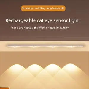 Ultra-Thin Smart LED Motion Sensor Light, Rechargeable Self-Adhesive Cat Eye Night Lamp Strip, Cabinet Wardrobe TV Stand LED Ambient Light