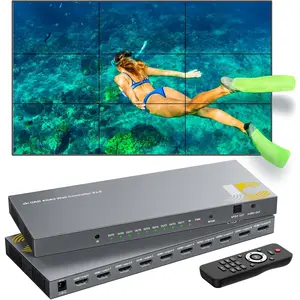Video Wall Controller 3x3, TV Wall Processor,4K x 2K  Display,180  Rotate,10 Splicing Modes,Input 4K and Output 1080P, Streaming Media Video Device