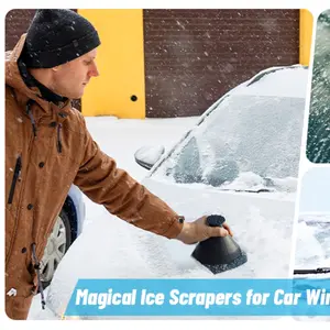 Multifunctional 5-In-1 Ice Scraper Snow Shovel, Cone-Shaped Windshield Deicer Tool, Easy Winter Snow Removal,No Scratch, Fast Safe Car Ice Brush ﻿