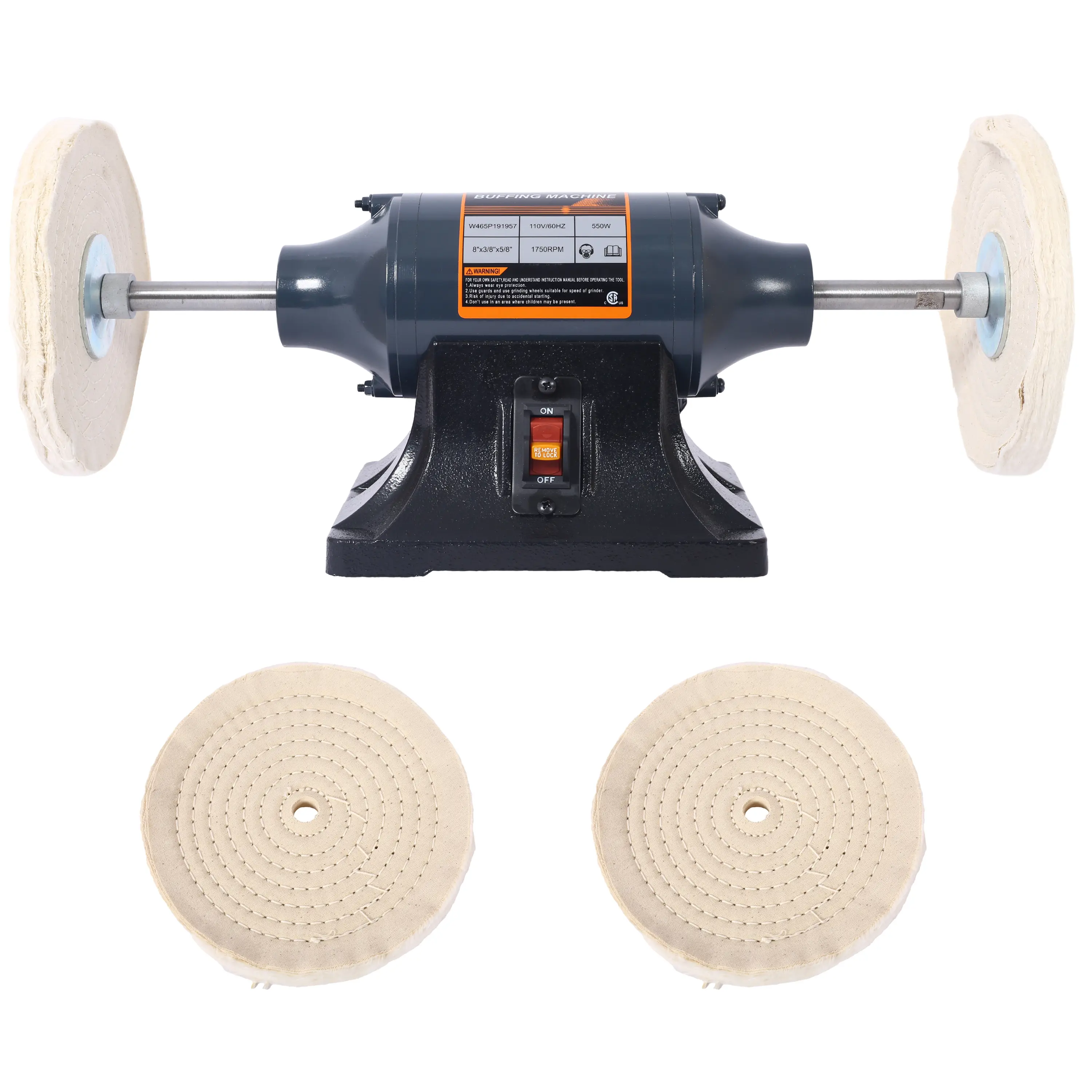 DONEXT 110V 6-Inch/8-Inch Benchtop Electric Polisher Buffer Grinder (17.90 lbs, CSA Certificated) - Includes 4 Buffing Wheels, Ideal for Polishing Metal, Jade, Cast Iron