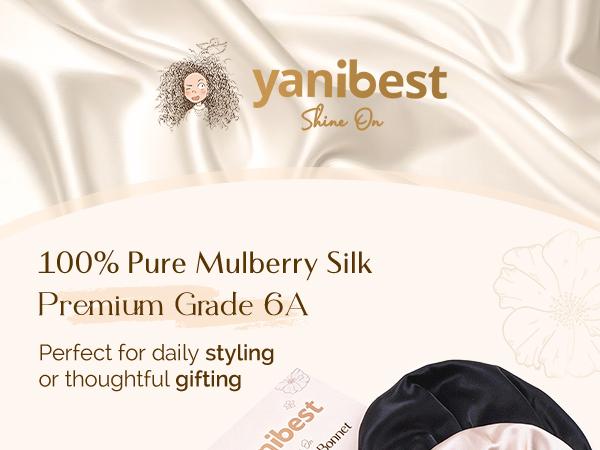 YANIBEST 22 Momme 6A Grade 100% Mulberry Silk Bonnet for Sleeping Women Double Layer Silk Sleep Bonnet with Tie for Long Curly Hair,Silk Sleep Cap Black YANIBEST 22 Momme 6A Grade 100% Mulberry Silk Bonnet for Sleeping Women Double Layer Silk Sleep Bonnet with Tie for Long Curly Hair,Silk Sleep Cap Black