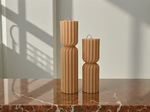 Set of 2 Twisted Ribbed Pillar Candles