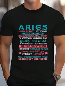 100% Cotton Aries Zodiac Sign Astrology Horoscope Personality Traits T-Shirt Women's Men's Graphic Tee Crew Neck summer vacation Tops