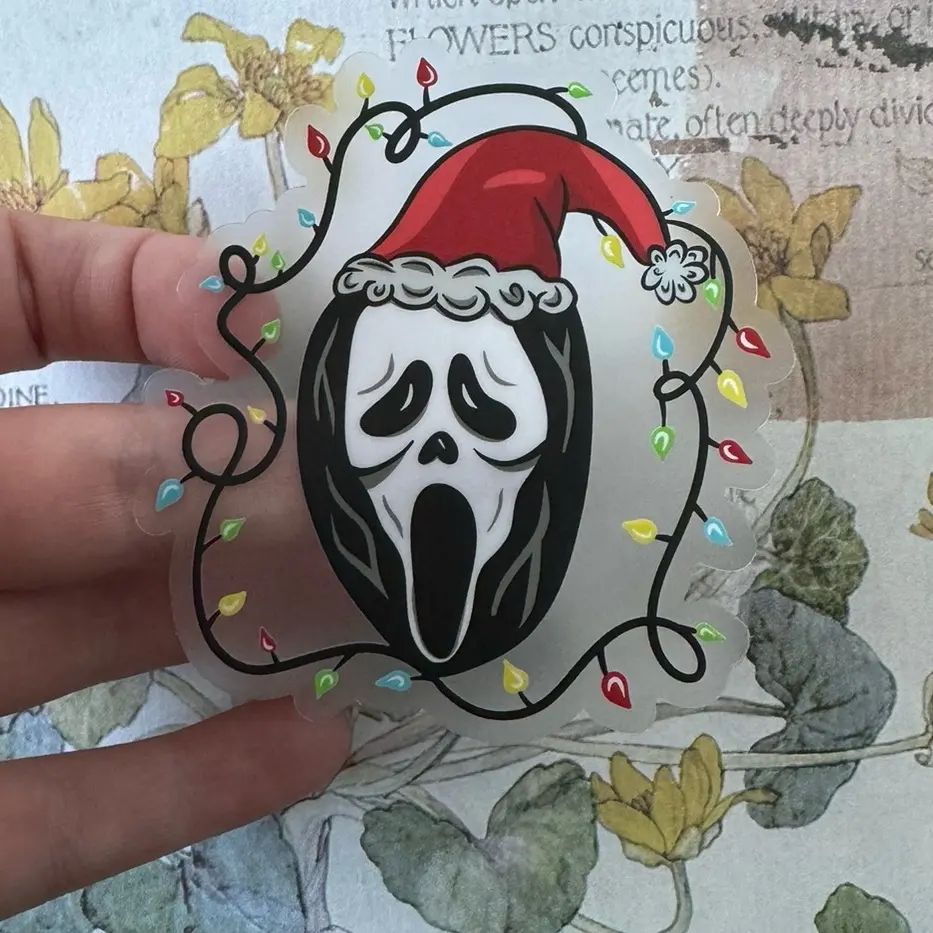 Christmas ghostface clear sticker Spooky Gift Scream Ornaments Decor Water Proof Decoration Smooth