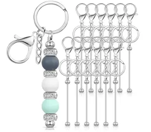 12 piece bead rod keychain set with lobster clasp, DIY ready to create a unique and personalized keychain, perfect handmade gift