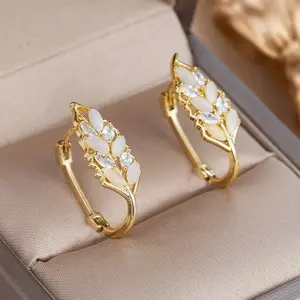 LisiZen New Willow Leaf Earrings for Women 2025, Minimalist Chic Design, Elegant Versatile Jewelry Gift DZEH1681 Gold Plated Hoop