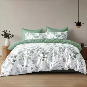 3-Piece Floral Print Modern Bedding Set with Pattern, Decorative Bedsheet Sets, Includes 1 Fitted Sheet & 2 Pillowcases, Zipper Closure, Polyester Material