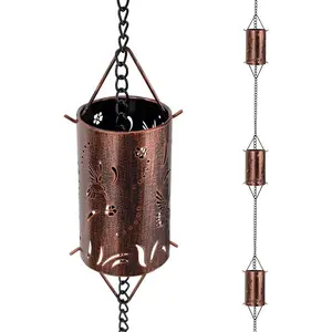 8.26ft Rain Chain with 6 Cups, Hummingbird Rain Chains for Gutters Adjustable Rain Catcher Chain for Outside, Replacement Downspout for Gutters, Eaves, Drainage