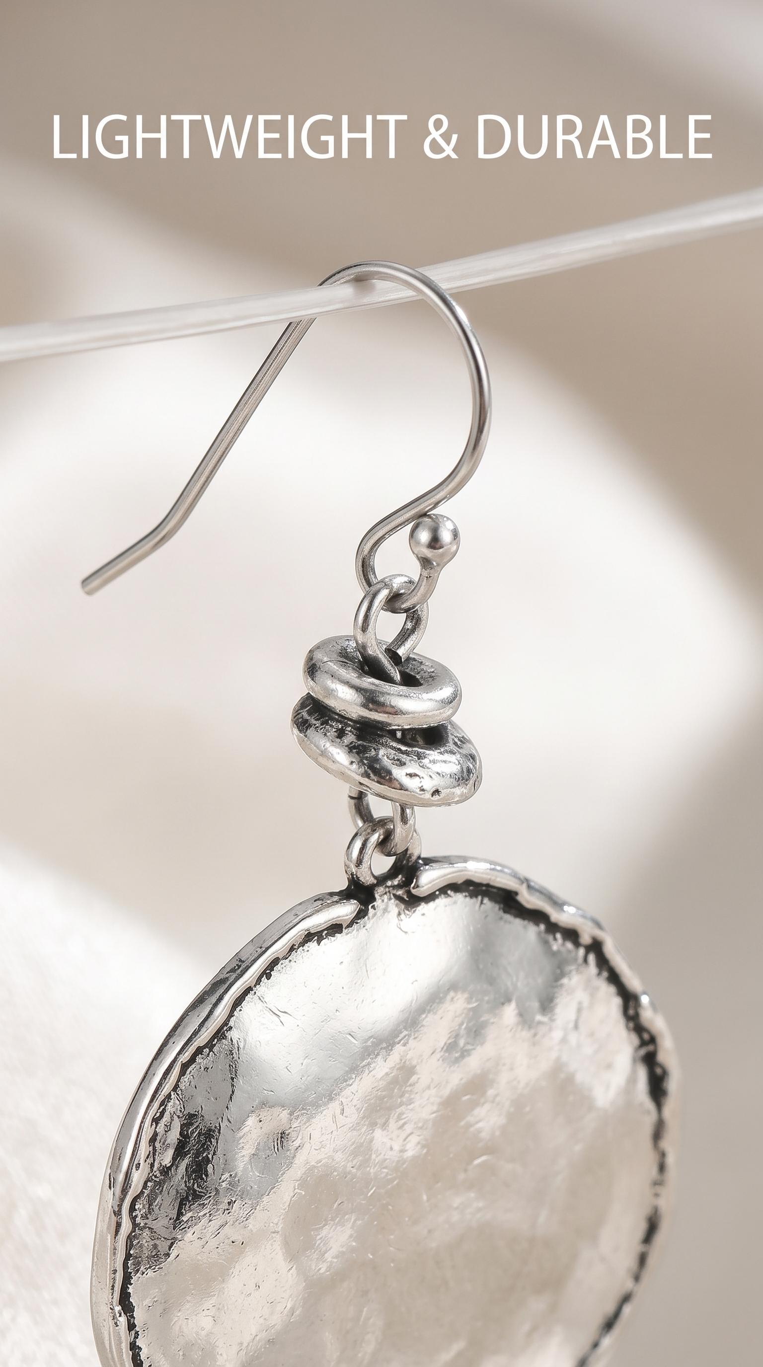 Elegant Drop Earrings - Silver Color, Round Shape, Dangle Design, Perfect for Everyday Wear