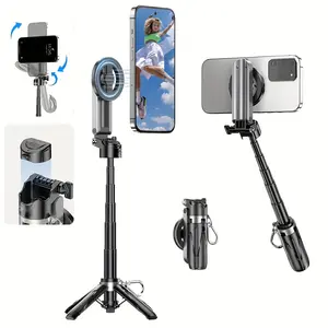 4-in-1 Multifunctional Magnetic mini Selfie Stick with 360° Rotation Compact Stylish Wireless Bluetooth Control Magnetic Phone Holder for Selfies Video Recording Vlogging Compatible with Most Phones - Stabilizer Camera,Maxinum extend to 14.96 inches