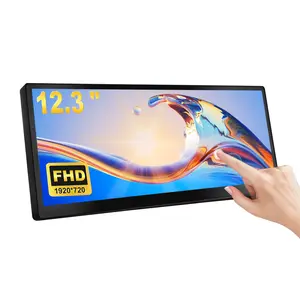 12.3 Inch Touchscreen Monitor IPS 1920x720 Stretched Bar LCD Mini Touch Screen Monitor Secondary Screen Portable Display HDMI for Laptop PC Temperature Aida64 GPU CPU RAM Monitoring