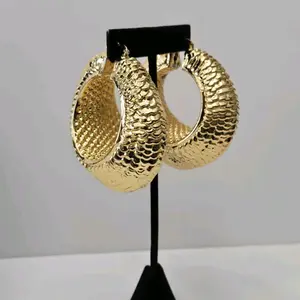 #235.  Gold Plated Bold Chunky Hoop Earring
