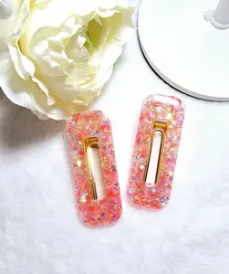Pink Glitter Resin Hair Barrettes | Resin Hair clips | Resin Barrette | Hairclips | Hair accessory | Resin Hair clip | Bridesmaid Gifts